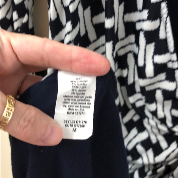 Navy and white faux wrap dress - Picture 3 of 5